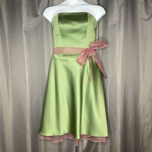 Alfred Angelo Strapless Dress Green & Pink  size 14